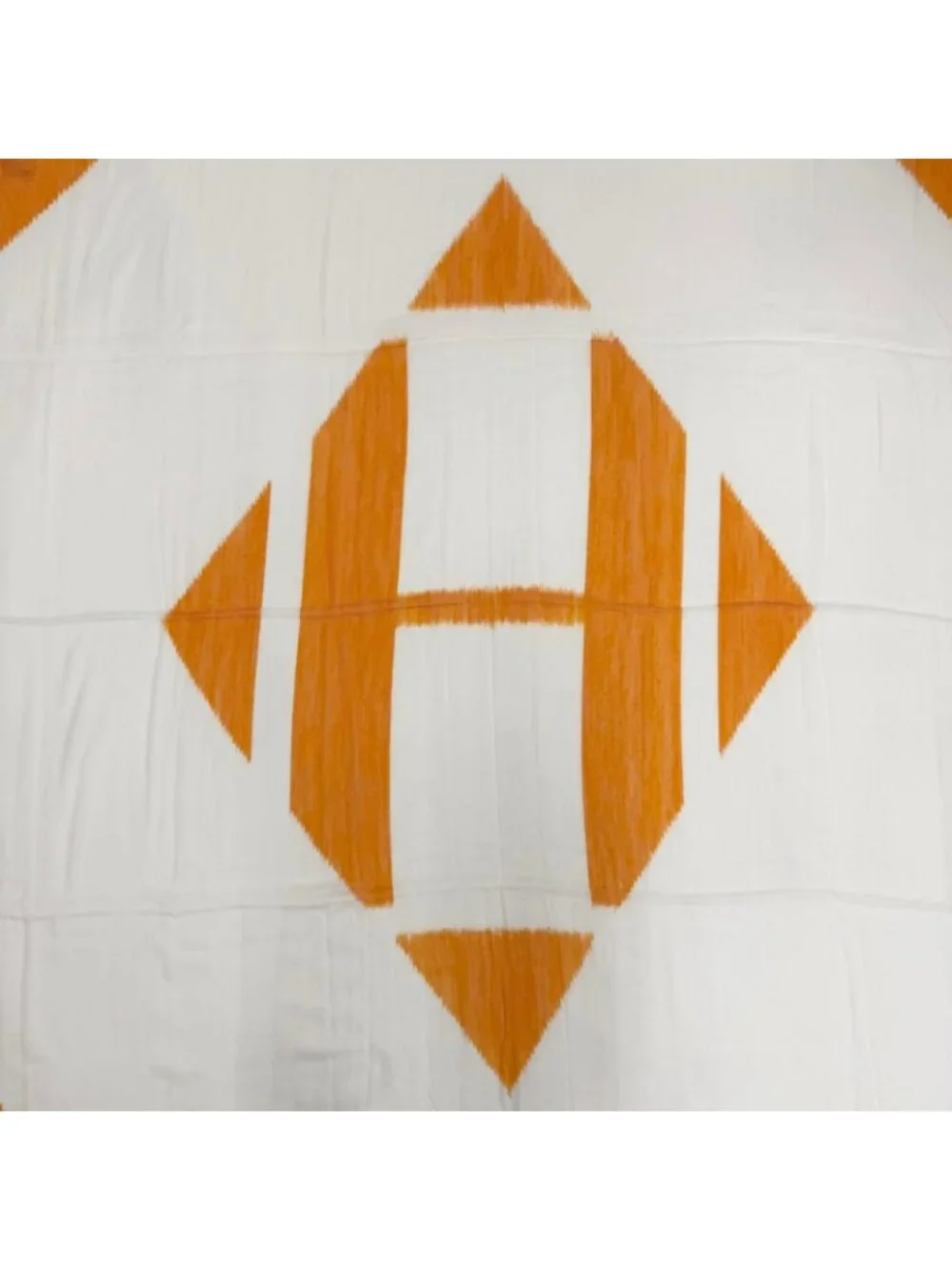 Hermes Carre Geant 140 Plume Ikat Cashmere Silk Logo Scarf Orange
